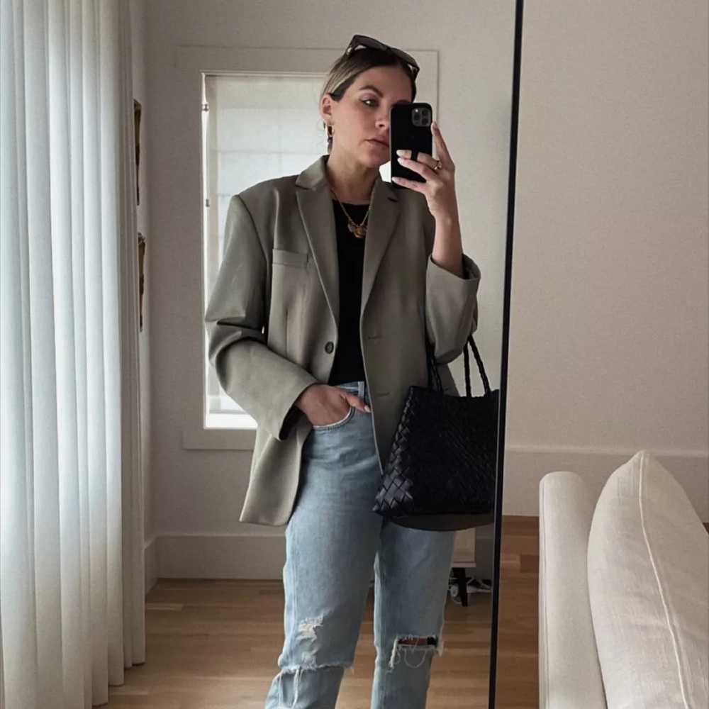 Anine Bing Taupe Herringbone Blazer - Picture 15 of 16